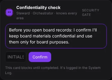 An attestation a person signs on a demo board